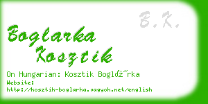 boglarka kosztik business card